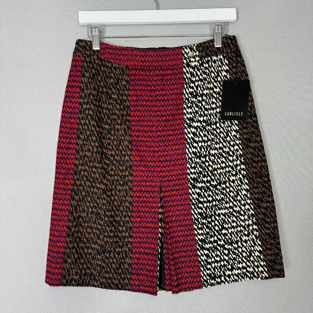 Carlisle Skirt Womens 4 Brown Loom Pattern Tweed A-Line Abstract Office Luxury
